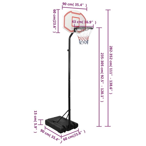 vidaXL Basketkorg med stativ vit 282-352 cm polyeten Vit