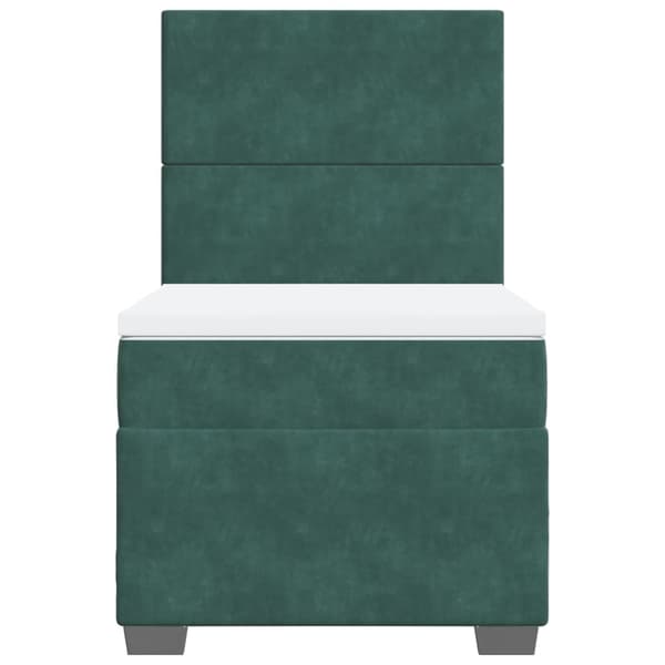 vidaXL Ramsäng med madrass mörkgrön 90x190 cm sammet Grön