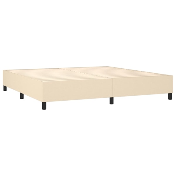 vidaXL Ramsäng med madrass & LED gräddvit 200x200 cm tyg Kräm