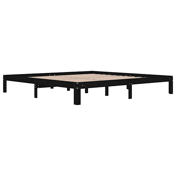 vidaXL Sängram svart massiv furu 200x200 cm Svart