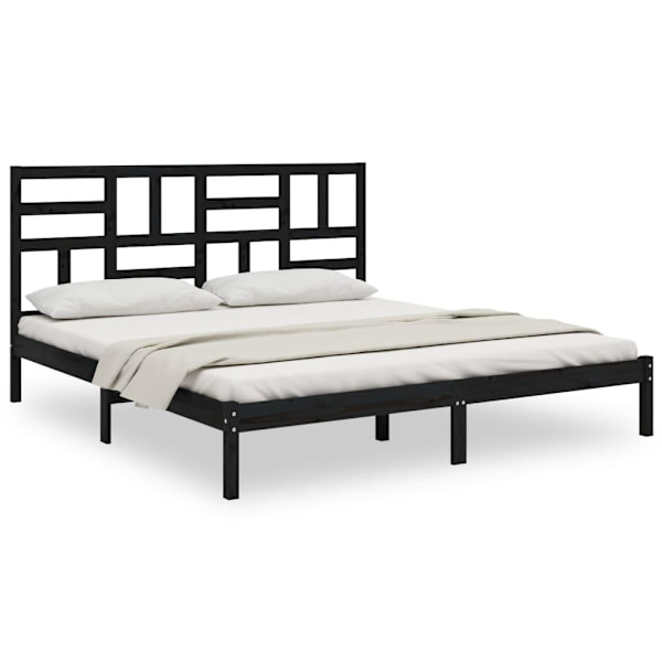 vidaXL Sängram svart massivt trä 200x200 cm Svart
