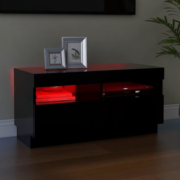 vidaXL TV-bänk med LED-belysning svart 80x35x40 cm Svart