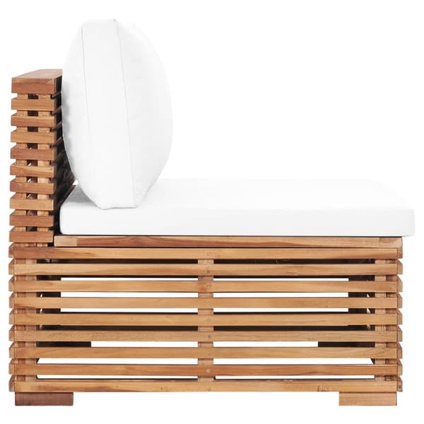 vidaXL Trädgårdssoffa mittensektion med gräddvit dyna massiv teak Creme