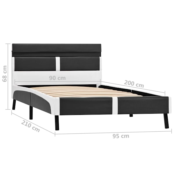 vidaXL Sängram med LED grå konstläder 90x200 cm grå