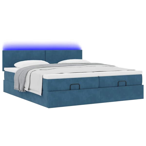 vidaXL Ottoman sängram med madrasser mörkblå 180x200 cm sammet Blå