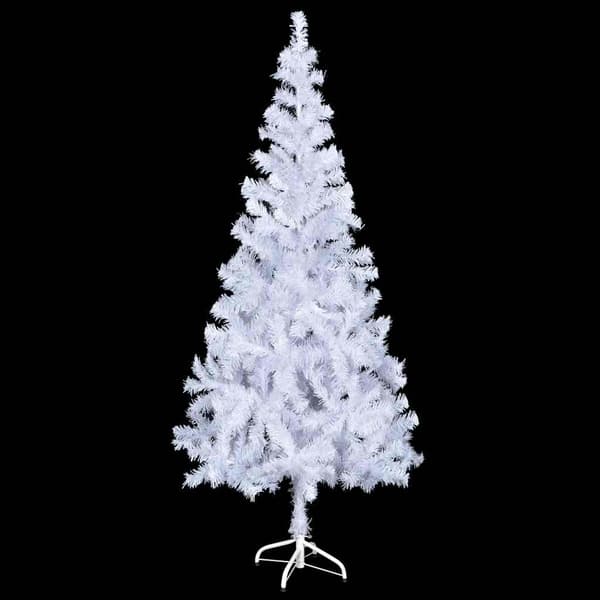vidaXL Belyst plastgran med kulor 180 cm 620 grenar Vit