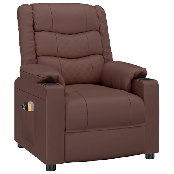 vidaXL Elektrisk massagefåtölj brun konstläder Brun