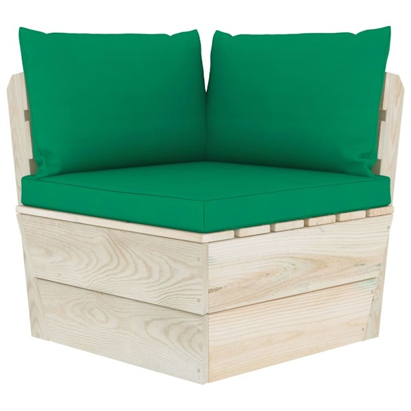 vidaXL Pallsoffa 2-sits med dynor granträ Grön