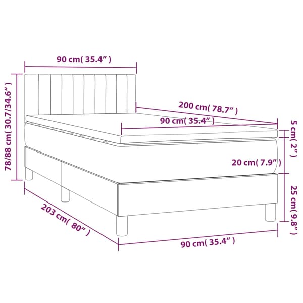 vidaXL Ramsäng med madrass & LED blå 90x200 cm tyg Blå