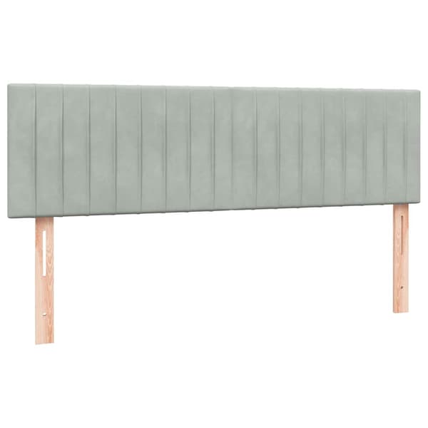 vidaXL Ramsäng med madrass ljusgrå 160x210 cm sammet Grå