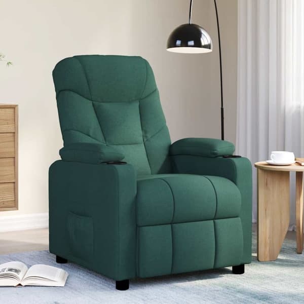 vidaXL Massagefåtölj mörkgrön tyg Grön