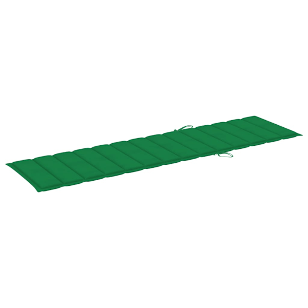 vidaXL Solsäng med bord och dyna massiv teak Grön
