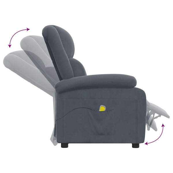 vidaXL Massagefåtölj mörkgrå sammet Grå