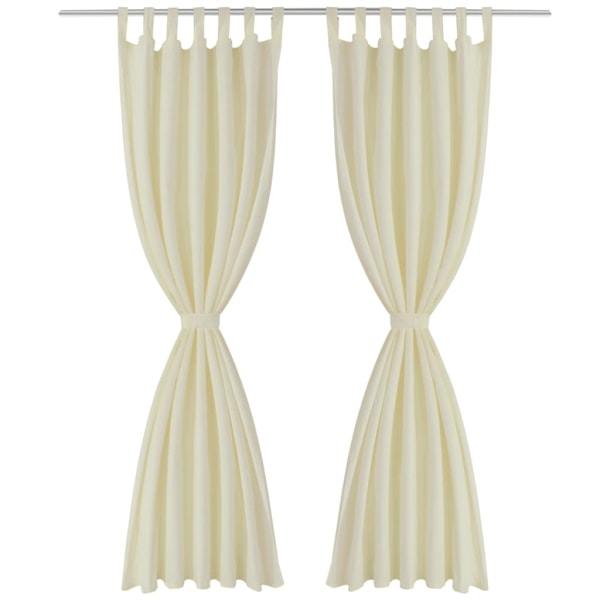 vidaXL 2-pack gardiner med öglor i gräddvit microsatin 140 x 225 cm Creme