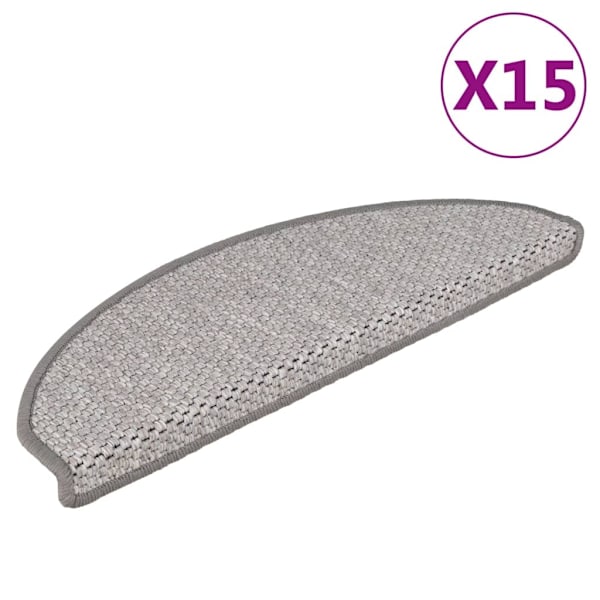 vidaXL Trappstegsmattor självhäftande sisal 15 st 65x21x4 cm gråvit Beige