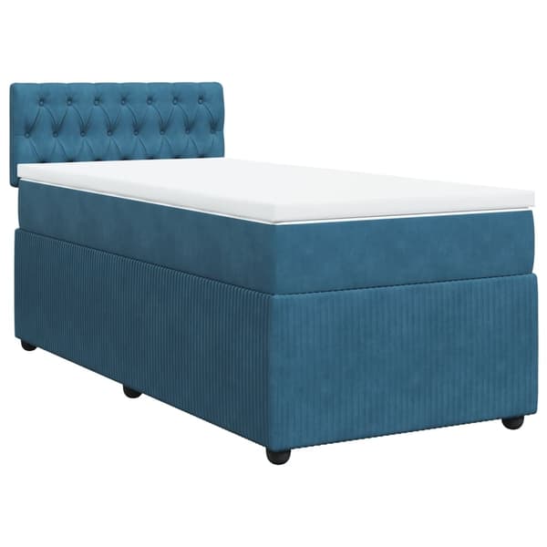 vidaXL Ramsäng med madrass blå 90x200 cm sammet Blå