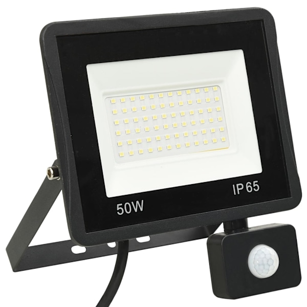 vidaXL Strålkastare med sensor 50 W LED kallvit Svart
