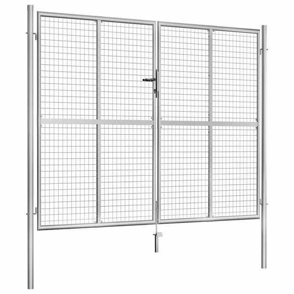 vidaXL Trädgårdsgrind galvaniserat stål 306x200 cm silver Silver
