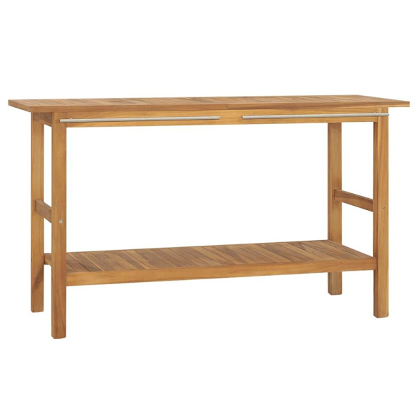 vidaXL Handfatsbänk med handfat i flodsten massiv teak Svart