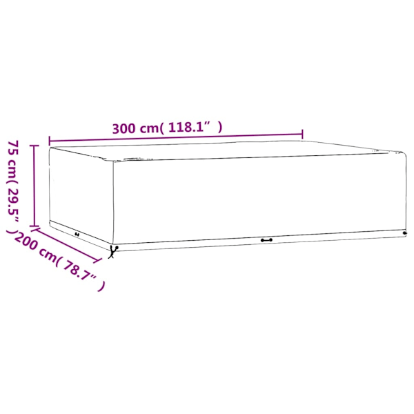 vidaXL Överdrag för utemöbler 2 st 16 ölj. 300x200x75cm rektangulärt Svart