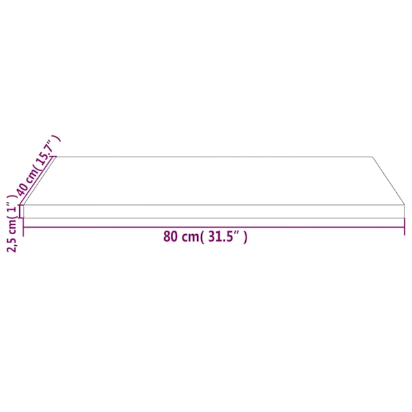 vidaXL Bordsskiva 80x40x2,5 cm massiv furu rektangulär Brun