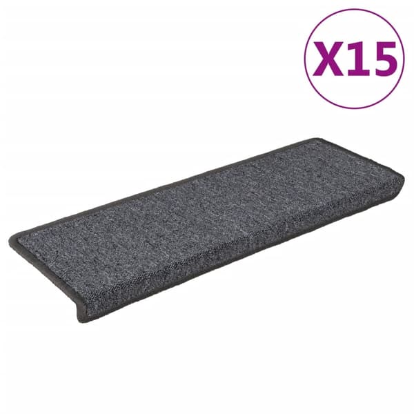 vidaXL Trappmattor 15 st 65x21x4 cm mörkgrå rektangulär kant multifärg