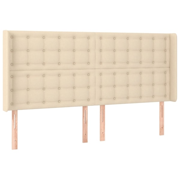 vidaXL Ramsäng med madrass & LED gräddvit 200x200 cm tyg Kräm