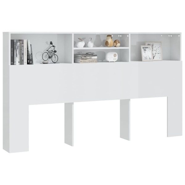 vidaXL Sänggavel med förvaring vit högglans 180x19x103,5 cm Vit