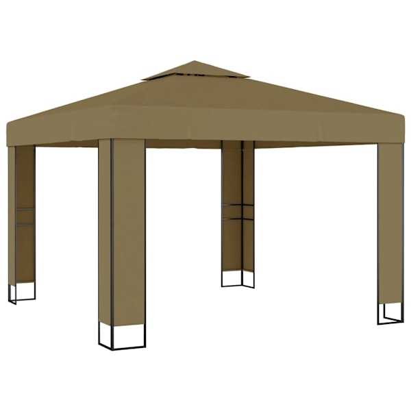 vidaXL Paviljong dubbla tak 3x3x2,7 m taupe 180 g/m² Taupe