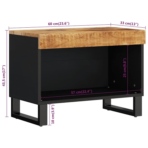 vidaXL Tv-bänk 60x33x43,5 cm massivt mangoträ Brun