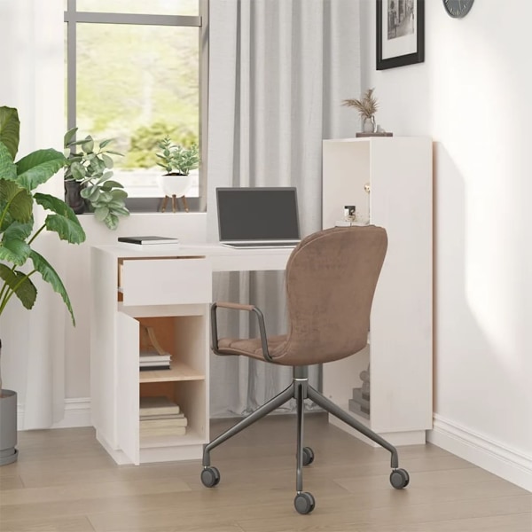 vidaXL Skrivbord vit 110x53x117 cm massiv furu Vit