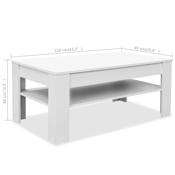 vidaXL Soffbord spånskiva 110x65x48 cm vit Vit