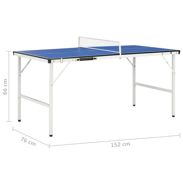 vidaXL 1,5 meter pingisbord med nät 152x76x66 cm blå Blå