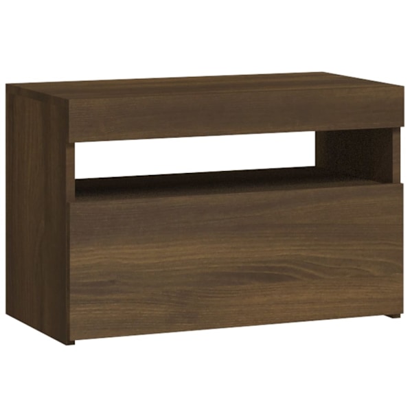 vidaXL Sängbord med LED-belysning brun ek 60x35x40 cm Brun