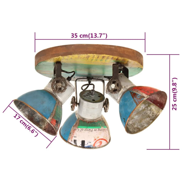 vidaXL Taklampa industriell 25 W flerfärgad 42x25cm E27 Flerfärgsdesign