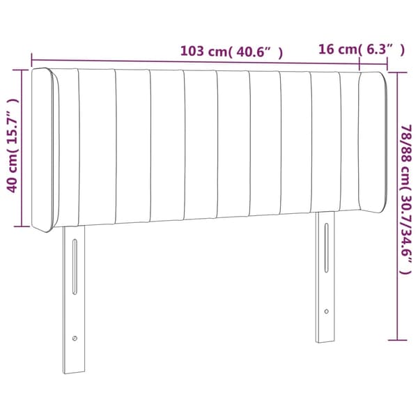 vidaXL Sänggavel LED mörkgrå 103x16x78/88 cm sammet Grå