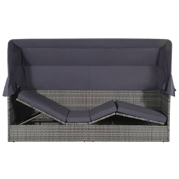 vidaXL Solsäng med tak 205x62 cm konstrotting grå grå