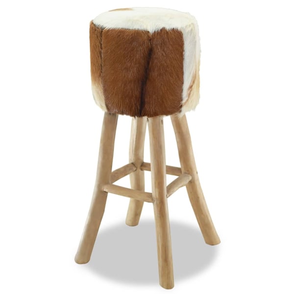 vidaXL Barstol äkta läder teak rund Brun