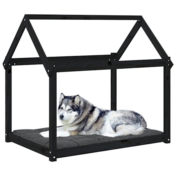 vidaXL Hundbädd svart 111x80x100 cm massiv furu Svart