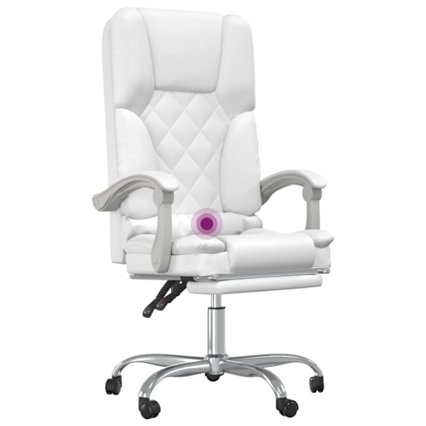 vidaXL Kontorsstol med massage vit konstläder Vit