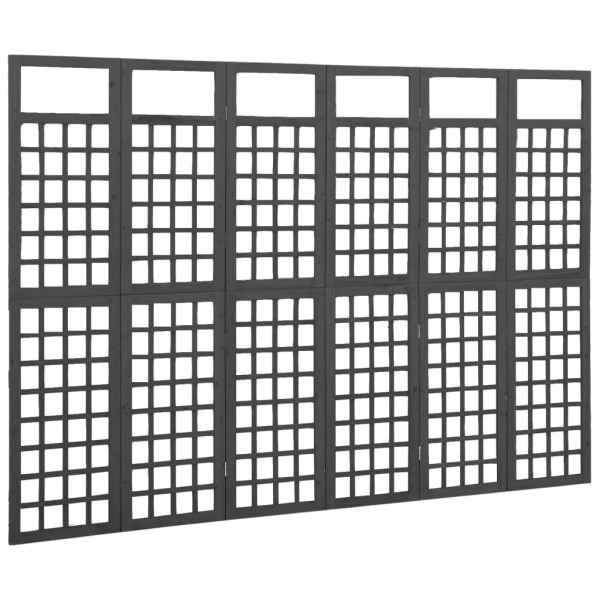 vidaXL Rumsavdelare/Spaljé 6 paneler massiv gran svart 242,5x180 Svart