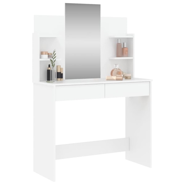 vidaXL Sminkbord med spegel vit 96x39x142 cm Vit