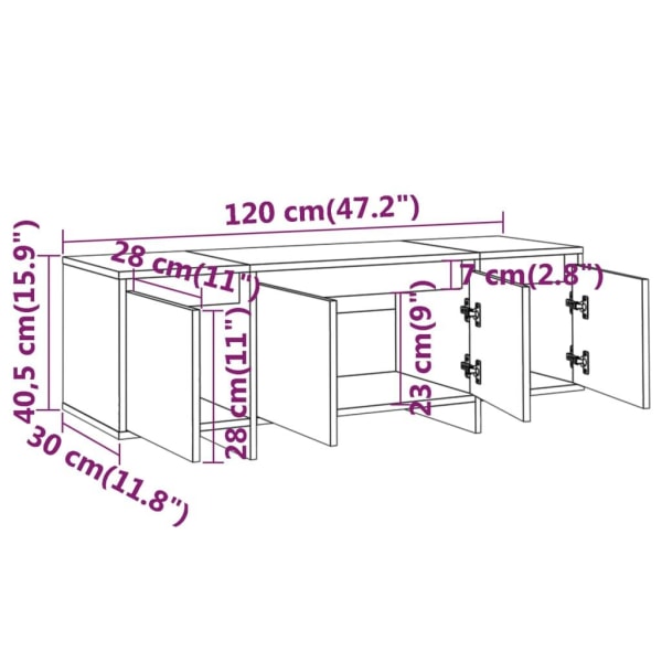 vidaXL TV-bänk sonoma-ek 120x30x40,5 cm konstruerat trä Beige