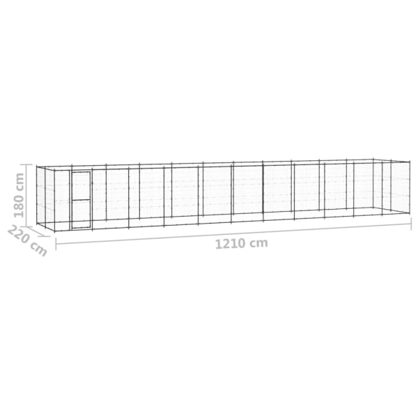 vidaXL Hundgård för utomhusbruk stål 26,62 m² Svart