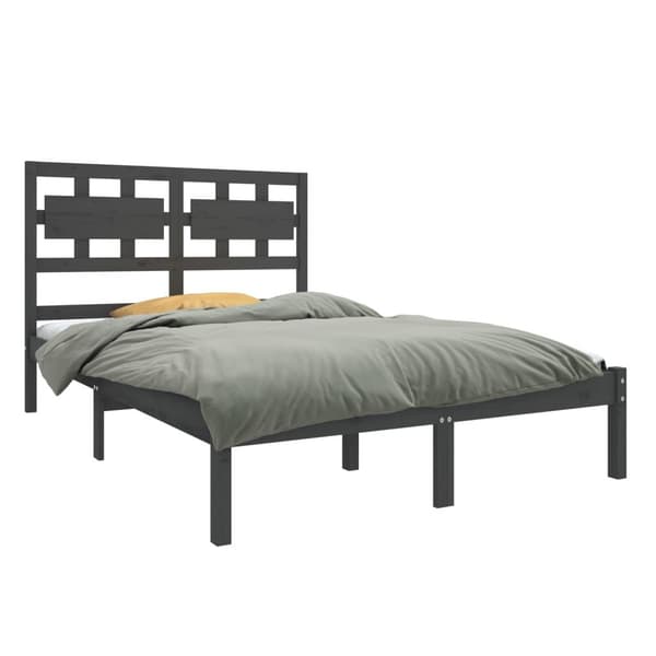 vidaXL Sängram grå massivt trä 140x190 cm Grå