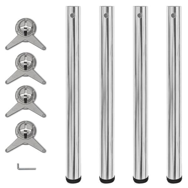 vidaXL 4 Justerbara bordsben i krom 710 mm Silver