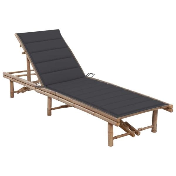 vidaXL Solsäng med dyna bambu Antracit