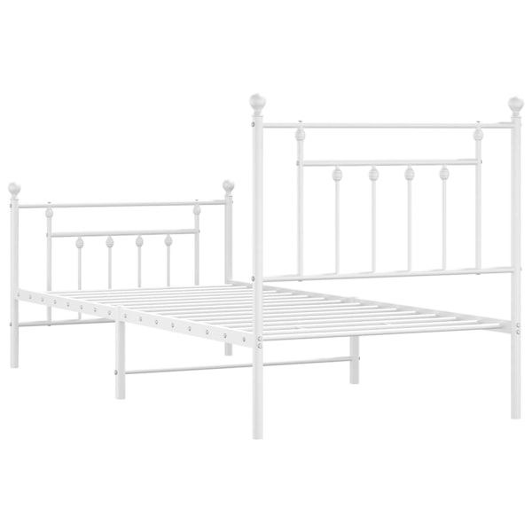 vidaXL Sängram med huvudgavel och fotgavel vit metall 90x190 cm Vit
