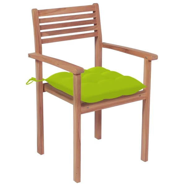 vidaXL Stapelbara trädgårdsstolar med dynor 8 st massiv teak Grön