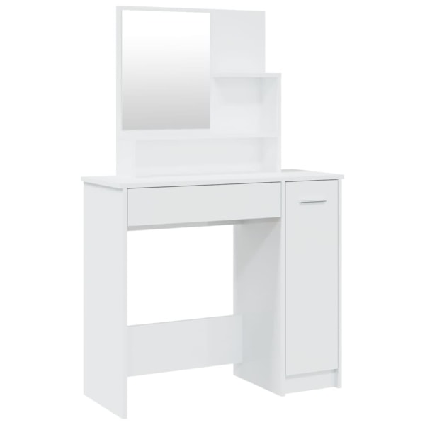 vidaXL Sminkbord med spegel vit högglans 86,5x35x136 cm Vit
